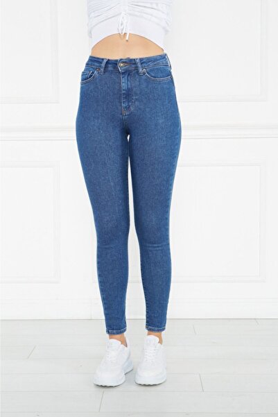 Bella denim Сині джинси з високою талією та еластичним поясом