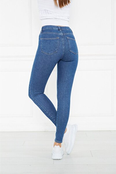 Bella denim Сині джинси з високою талією та еластичним поясом