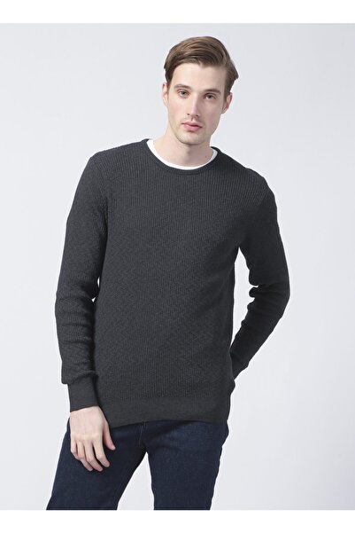 Fabrika Benjamin-f Crew Neck Basic Jacquard Anthracite Melange Men's Sweater