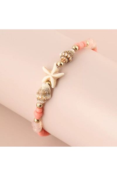 İPAR AKSESUAR Sea Star Pink Beaded Anklet and Bracelet