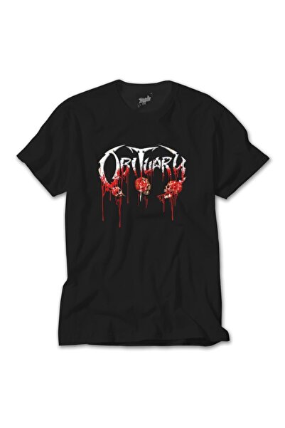 Z zepplin قميص Obituary Bloody Skull الأسود