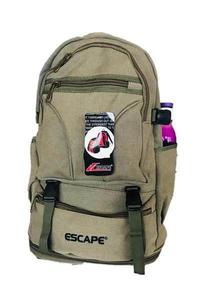 ESCAPE Outdoor Canvas Fabric Bellows Large Size Mountaineer Backpack Khaki 508