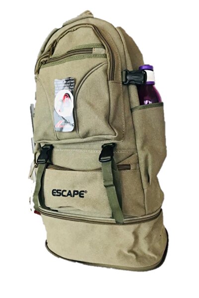 ESCAPE Outdoor Kanvas Kumaş Körüklü Büyük Boy Dağcı Sırt Çantası Haki 508