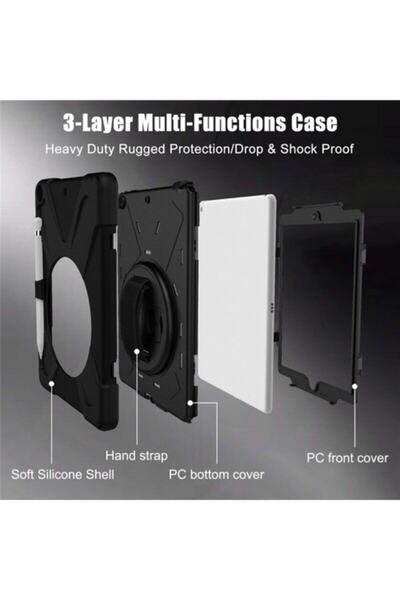 TEKNETSTORE iPad 8th and 9th Generation 10.2 Inch 2020 / 2021 Tablet Case with Pen Holder Hanging Tank Silicone High Protection