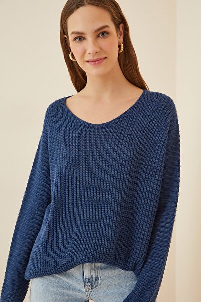 Happiness İstanbul Pullover - Blau - Oversize