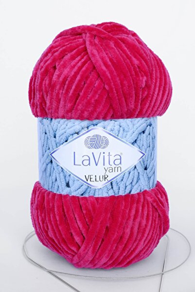 LaVita Yarn خيط حياكة يدوي من القطيفة للأطفال من Velur Baby (4136-وردي فوسيا)