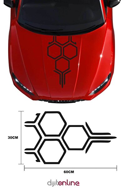 Dijitonline بونيه على شكل قرص العسل - ملصق تلقائي - ملصق سيارة 58 سم - 35 سم