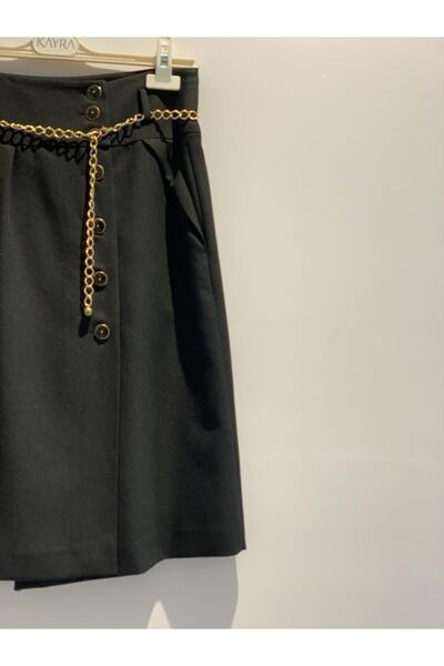 Kayra Women's Button Detailed Chain Belted Skirt