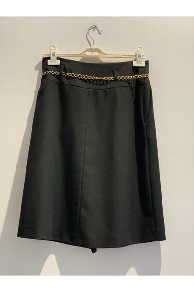 Kayra Women's Button Detailed Chain Belted Skirt