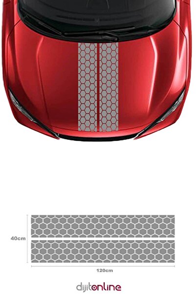Dijitonline Ön Kaput Şerit Sticker - Oto Sticker - Araba Sticker 120cm