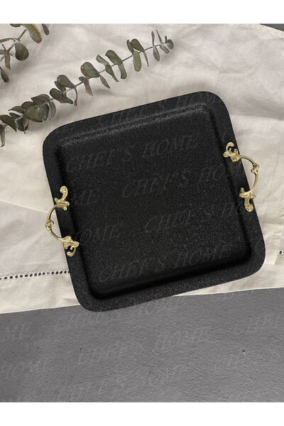 Chef's Home 20*20cm Black Diamond Serisi Kulplu Sunum Tepsisi
