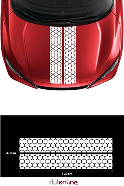 Dijitonline Ön Kaput Şerit Sticker - Oto Sticker - Araba Sticker 120cm