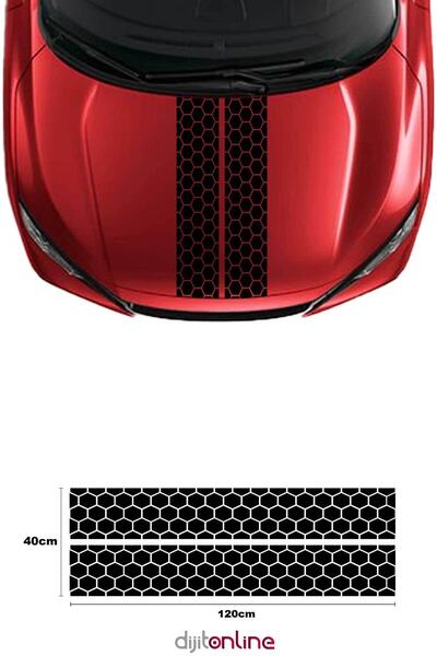 Dijitonline Ön Kaput Şerit Sticker - Oto Sticker - Araba Sticker 120cm