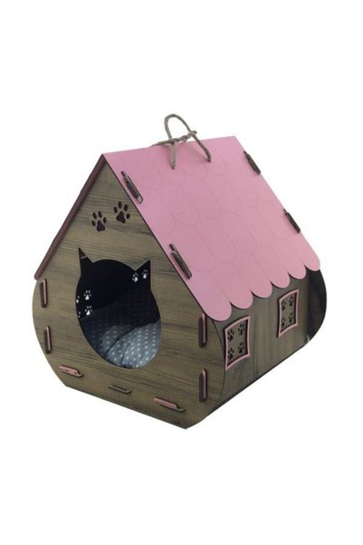 Aldebaran Reklam Ahşap Yetişkin Kedi Evi Hobbit Model Mindersiz