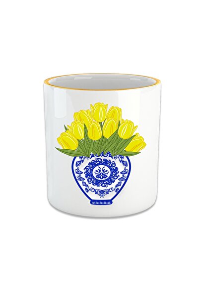 Vivas Blue Blanc Tulip Espresso, Double Turkish Coffee Cup - Handleless Cup