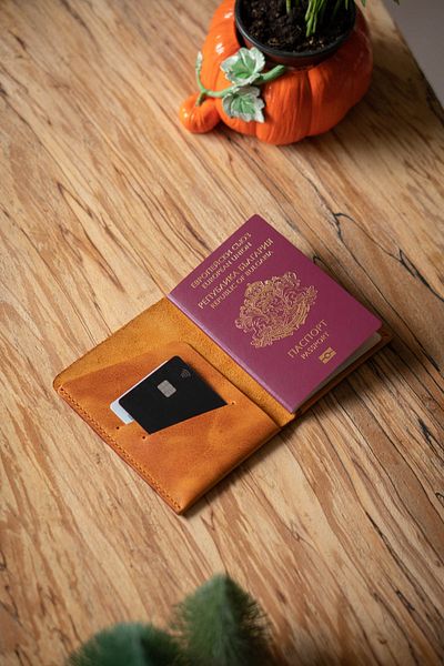 minimal X design Minimal X Passport Cover Card Holder - Camel - Genuine Leather & Handmade