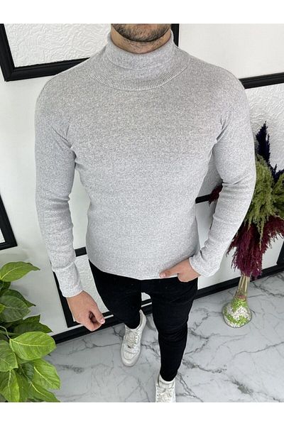 EMKA GİYİM Men's Solid Color Turtleneck Turtleneck Sweater