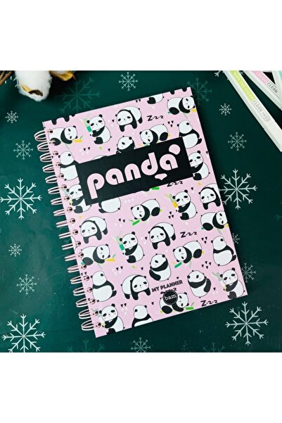 hediyeofisi Panda Designed Spiral Sticker Undated Talking Agenda Weekly Planner Notebook