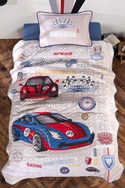 ARAN CLASSY غطاء سرير فردي أزرق اللون من كلاسي جراج V1