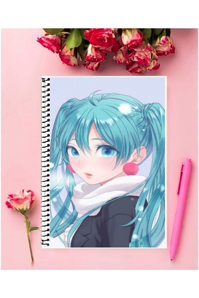 ROLLAS STORE Hatsune Miku Anime Patterned Notebook - A4 Size, 21*29 Cm, 1 Piece