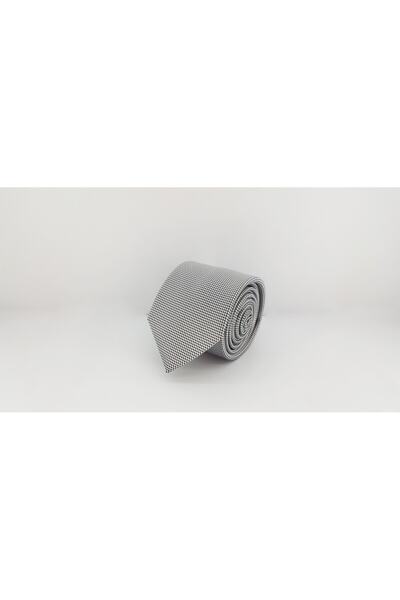 Le Voux Silver Gray Color Oxford Dobby Self Patterned Tie and Handkerchief