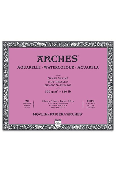 Arches كتلة ألوان مائية باللون الأبيض الطبيعي 300 جرام 41x51 سم 20 ورقة
