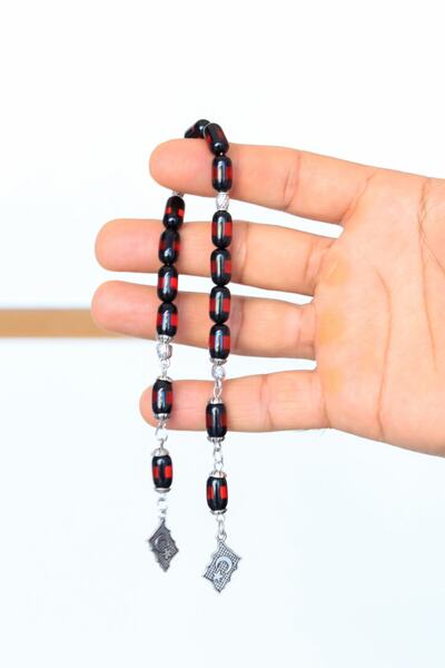Midyat Nurtaş Gümüş Zaza Red Vernier Powder Amber Prayer Beads - Stock Code 2...