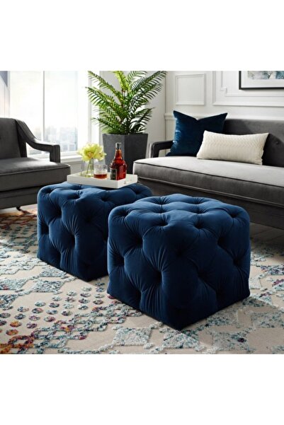 DeccoStil Kapitoneli Kare Puf/orta Sehpa/40cm