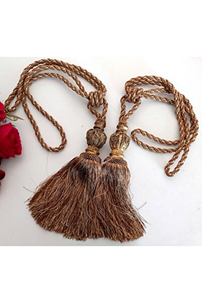 Gelincimherşey Fon Perde Için Vizon Bej Kol Bağı Püsküllü 2'li Braçol