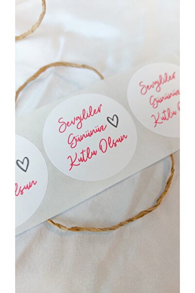 Çikoleyt Design Adhesive Sticker - Happy Valentine's Day Sticker (4 CM) 48 Pi...