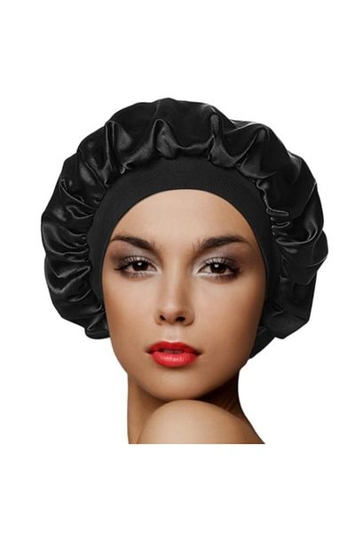 FashionSButik غطاء شعر من الساتان الأسود
