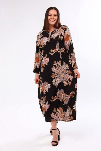 Nehir tekstil Rochie de damă cu mânecă lungă din viscoză, cu guler cu trei nasturi