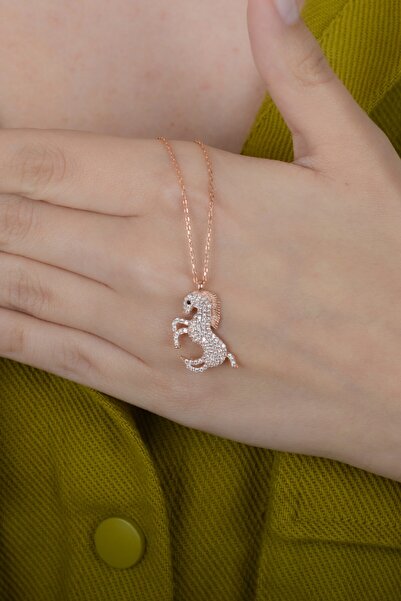 ESSARE 925 Ayar Rose At Figürü Kolye Kadın Gümüş Kolye