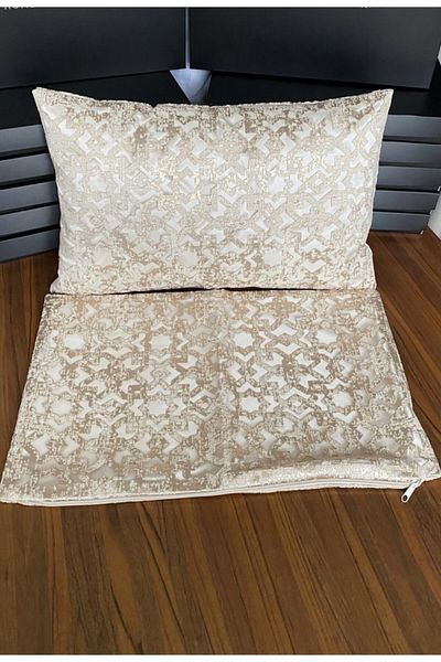 NURHAN HOME COLLECTION 2 bucăți țesătură jacquard de culoare bej în interiorul husă de pernă dreptunghiulară din satin bej