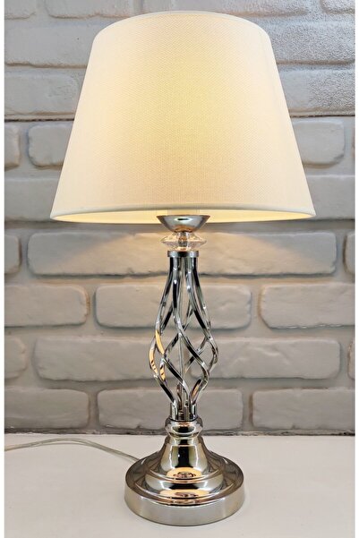 365GUNSERİSONU مصباح طاولة عاكس الضوء من القماش ذو الساق المعدنية الملتوي بال...