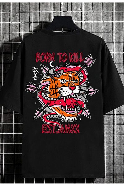 DEEPSENCE Unisex Oversize T-shirt Born Back Print