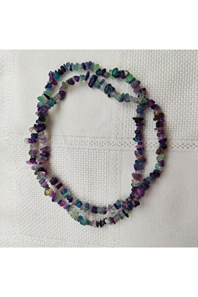 ByKolyeucum حجر الفلوريت المكسور سلسلة حجر طبيعي (80 سم) - Klckr0010