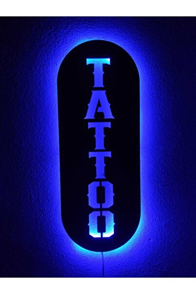 dekoraven Tattoo Dövme Led Işıklı Ahşap Tablo Tabela