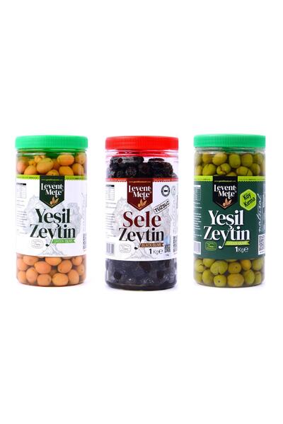 Levent Mete Tuzsuz Sele Zeytin 1 Kg Taş Kırma Yeşil Zeytin 1 Kg Yeşil Çizik Z...