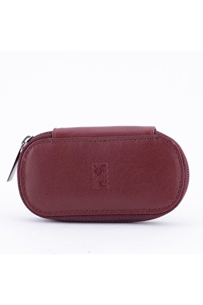 Genel Markalar 617 Model Hakiki Deri 4'lü Fermuarlı Anahtarlık Bordo