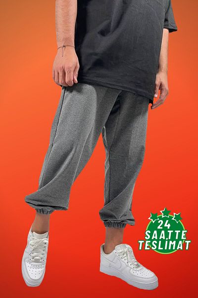 vladivosto Ανδρικό Anthracite Oversize Φούτερ με ελαστικά πόδια Φαρδιά κοπή Anthracite Sweatpants