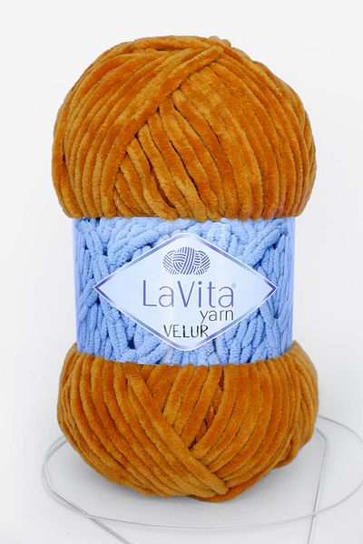 LaVita Yarn Velur Baby Velvet Yarn Amigurumi - Πλεκτό στο χέρι Taka Yarn (7108-μουστάρδα)