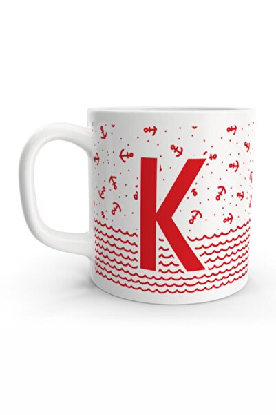 Rock'n Fox Letter K Sailor Red Anchor Design Letter Mug