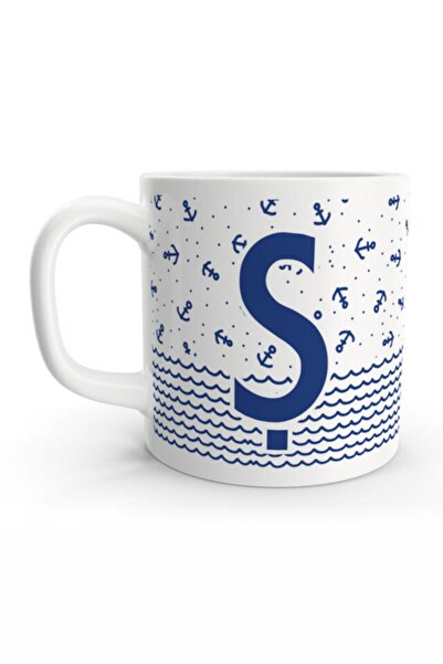 Rock'n Fox Letter Ş Sailor Blue Anchor Sailor Design Colored Letter Mug