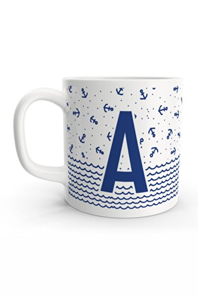 Rock'n Fox Letter A Sailor Blue Anchor Sailor Design Colored Letter Mug