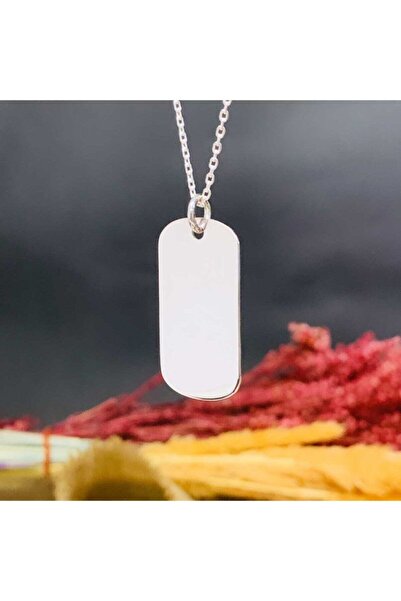 Redstone Store Tek Plakalı Künye Şeklinde Gümüş Kolye