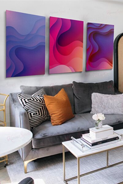 KanvasSepeti Set od 3 dekorativne platnene slike, boemska boho umetnost, apst...