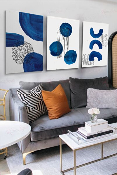 KanvasSepeti 3'lü Set Dekoratif Kanvas Tablo Bohem Bohe Art Soyut Paintg Colo...