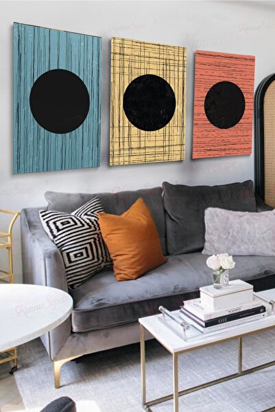 KanvasSepeti Set od 3 dekorativne platnene slike, boemska boho umetnost, apst...