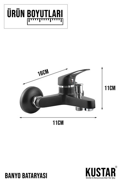 KUSTAR Black Mix Bathroom Shower Faucet On Off Double Entry